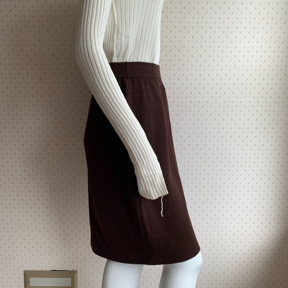 Vintage St. John Santana Knit Brown Pencil Skirt sz 6 PW14 - Picture 2 of 5